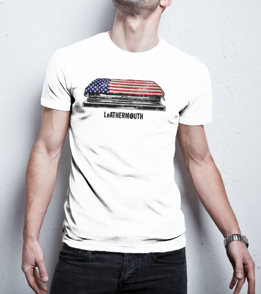 Leathermouth American Flag Coffin T-Shirt