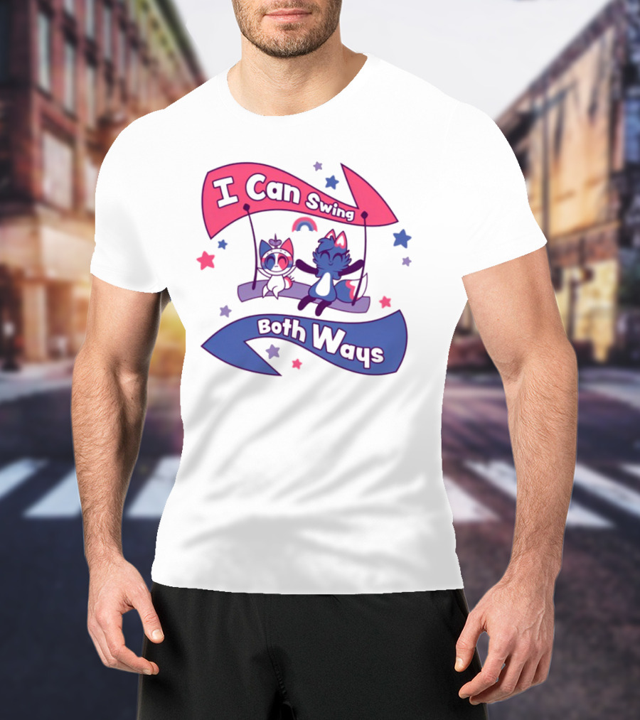 I Can Swing Both Ways Cute Cats Stars Rainbow T-Shirt