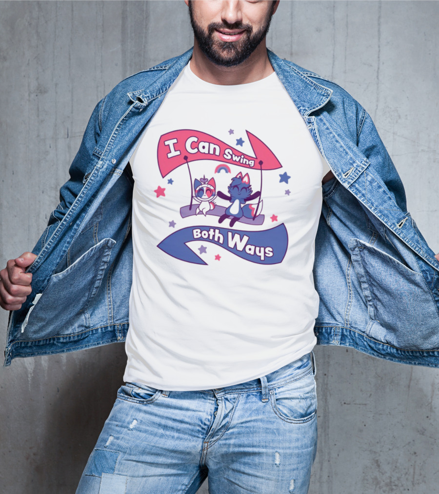 I Can Swing Both Ways Cute Cats Stars Rainbow T-Shirt