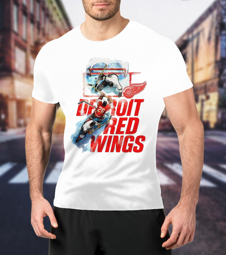 Sana X Detroit Red Wings Hockey Team Action Scene T-Shirt