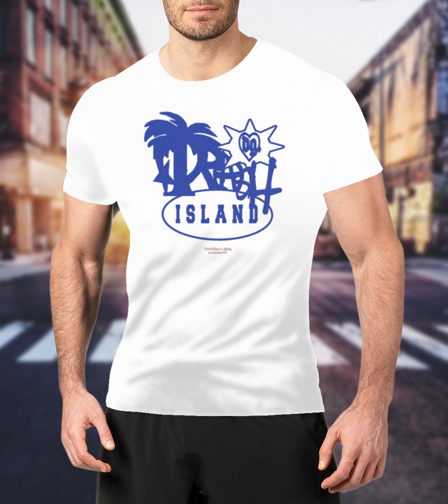 Trash Island Blue And White Palm Star Grafik T-Shirt