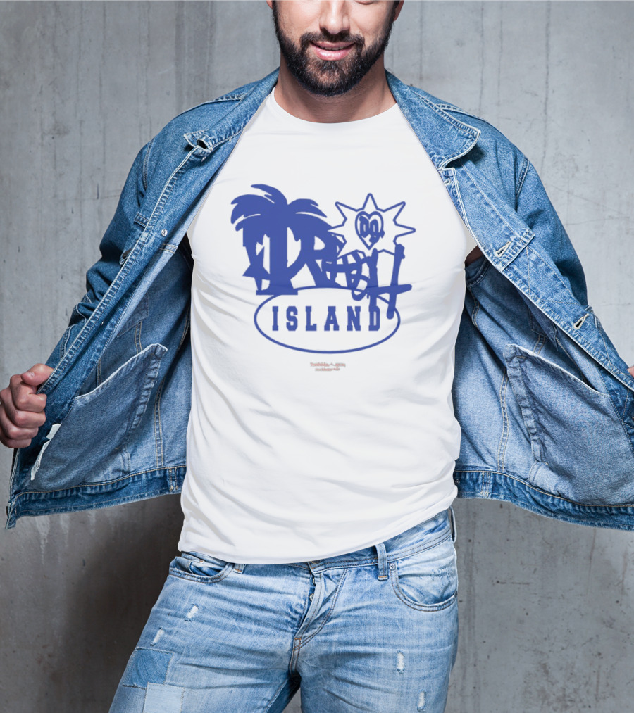 Trash Island Blue And White Palm Star Grafik T-Shirt