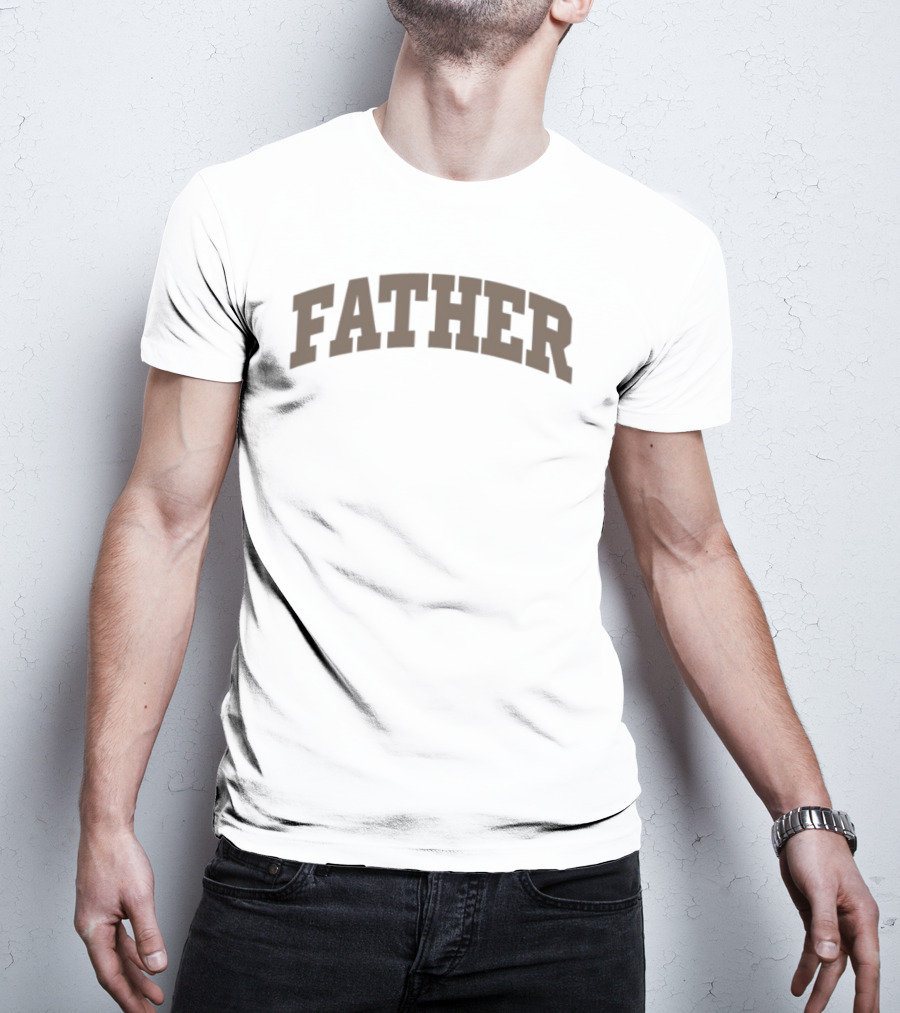 Unwell Father Text Arch Style Brown Letters T-Shirt