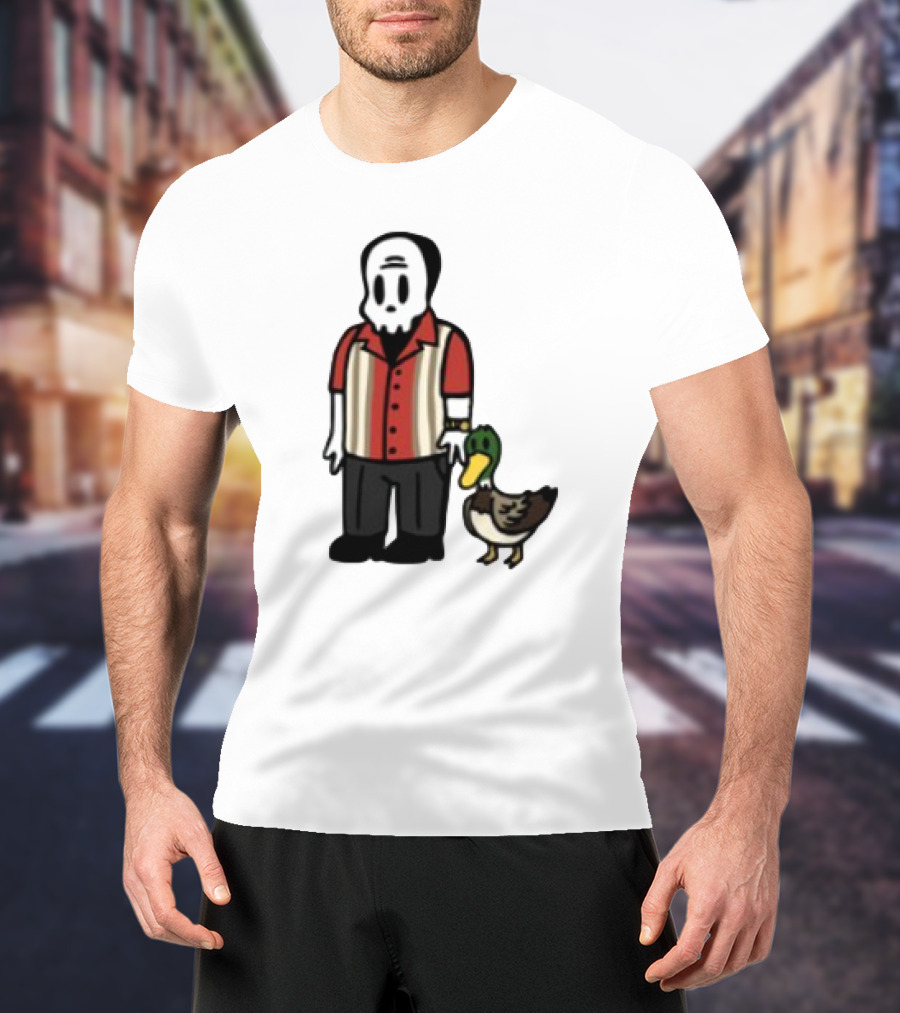 Warren Lotas Skull Character With Duck Companion Bowling Style Outfit T-Shirt