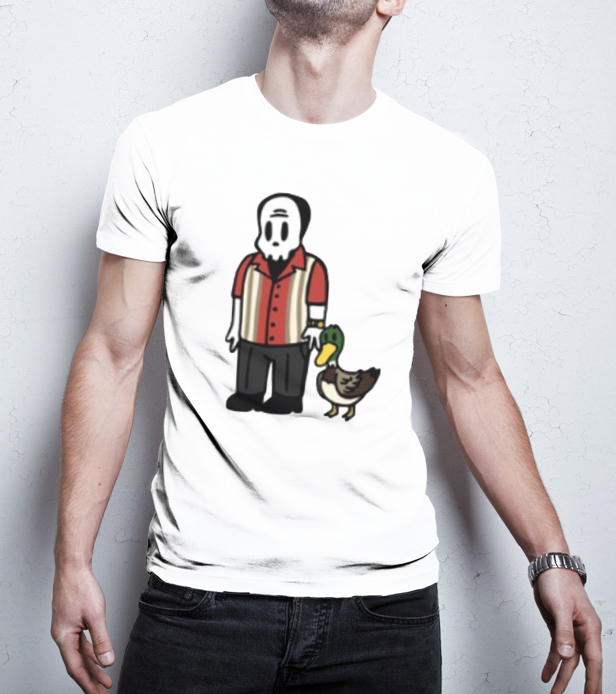 Warren Lotas Skull Character With Duck Companion Bowling Style Outfit T-Shirt