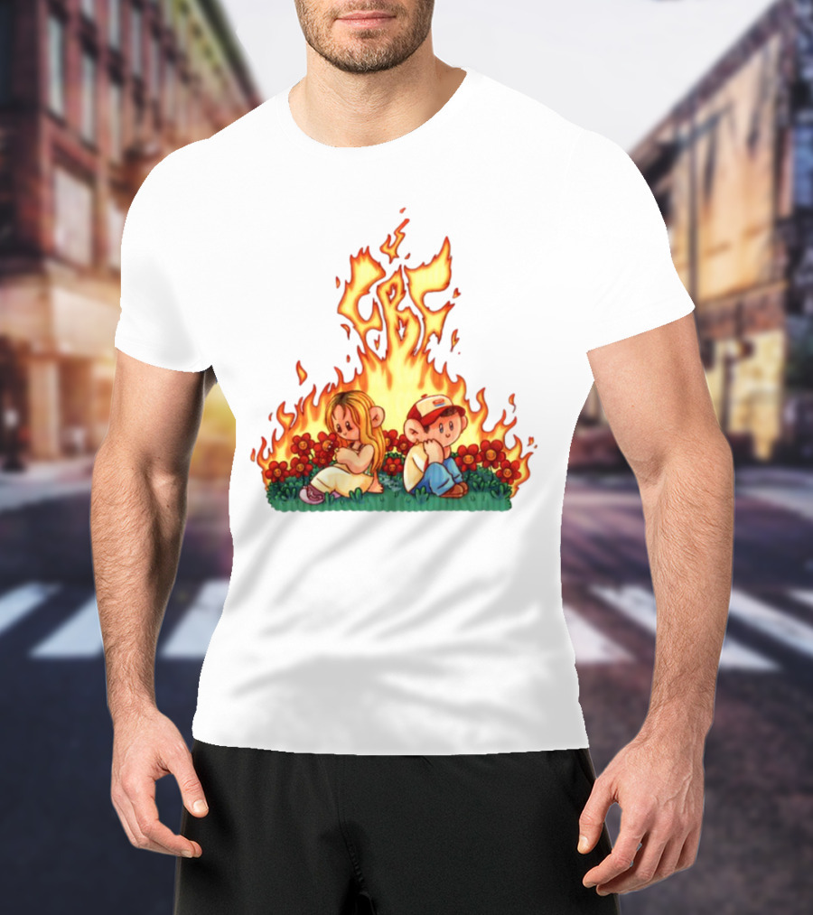 Fireball Friday Love Is Comic Characters With Fiery Background T-Shirt