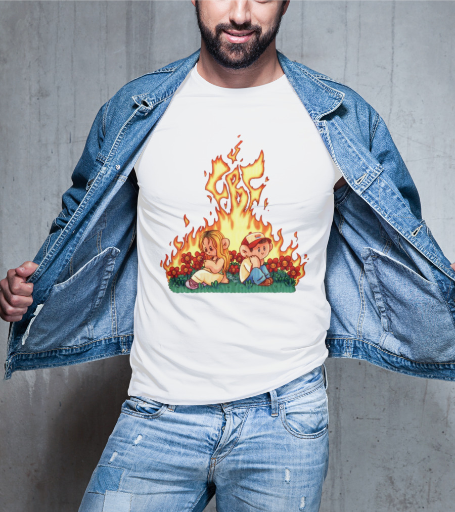 Fireball Friday Love Is Comic Characters With Fiery Background T-Shirt