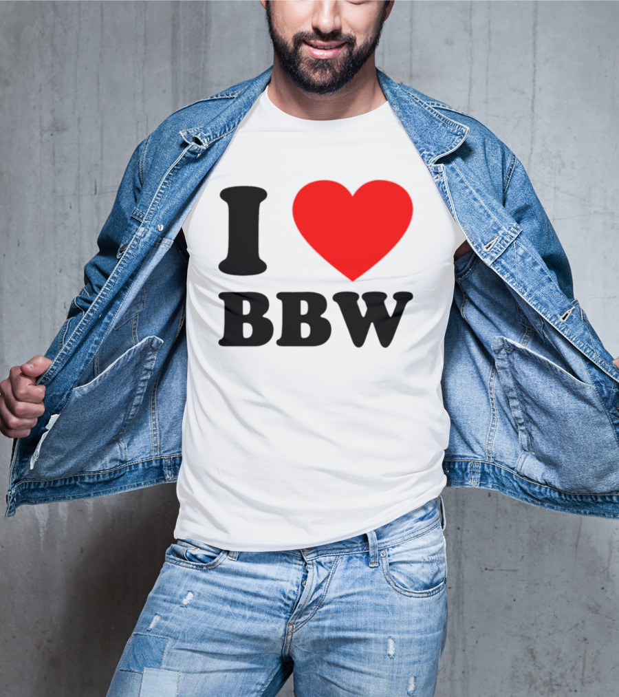 I Love BBW Heart Symbol Statement T-Shirt