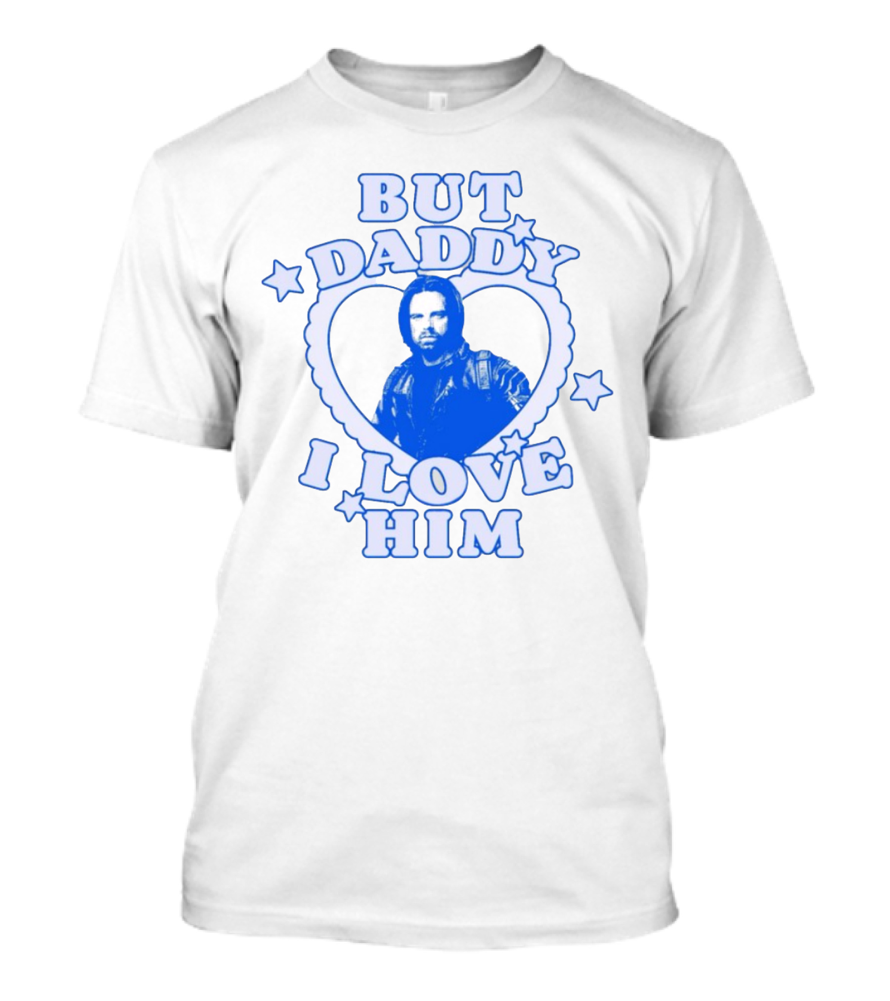 But Daddy I Love Him Bucky Barnes Blue Heart Stars T-Shirt