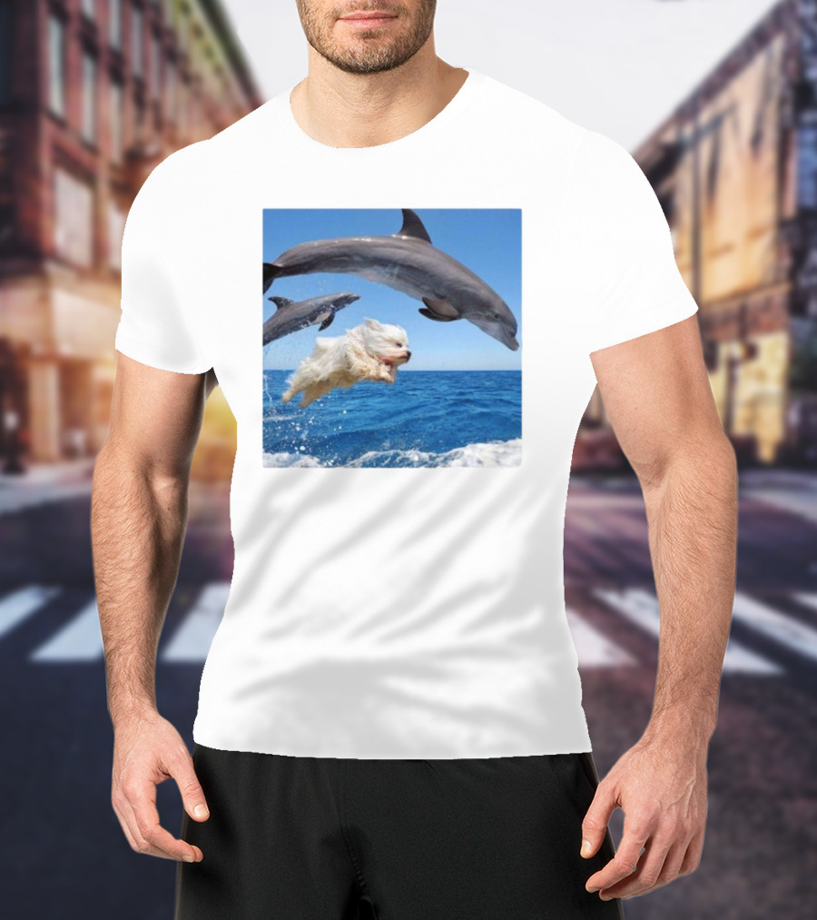 Dog Jump With Dolphin Ocean Adventure T-Shirt