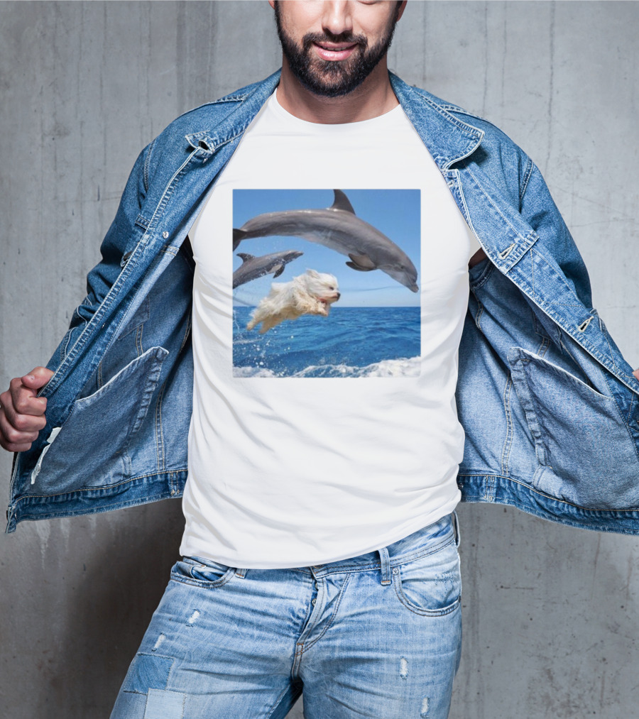 Dog Jump With Dolphin Ocean Adventure T-Shirt