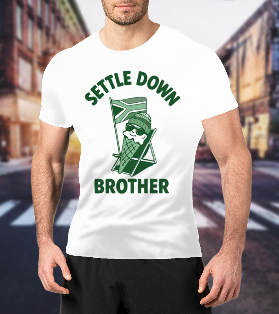 Settle Down Brother Ice Cream Cone Beach Chair Relaxation T-Shirt