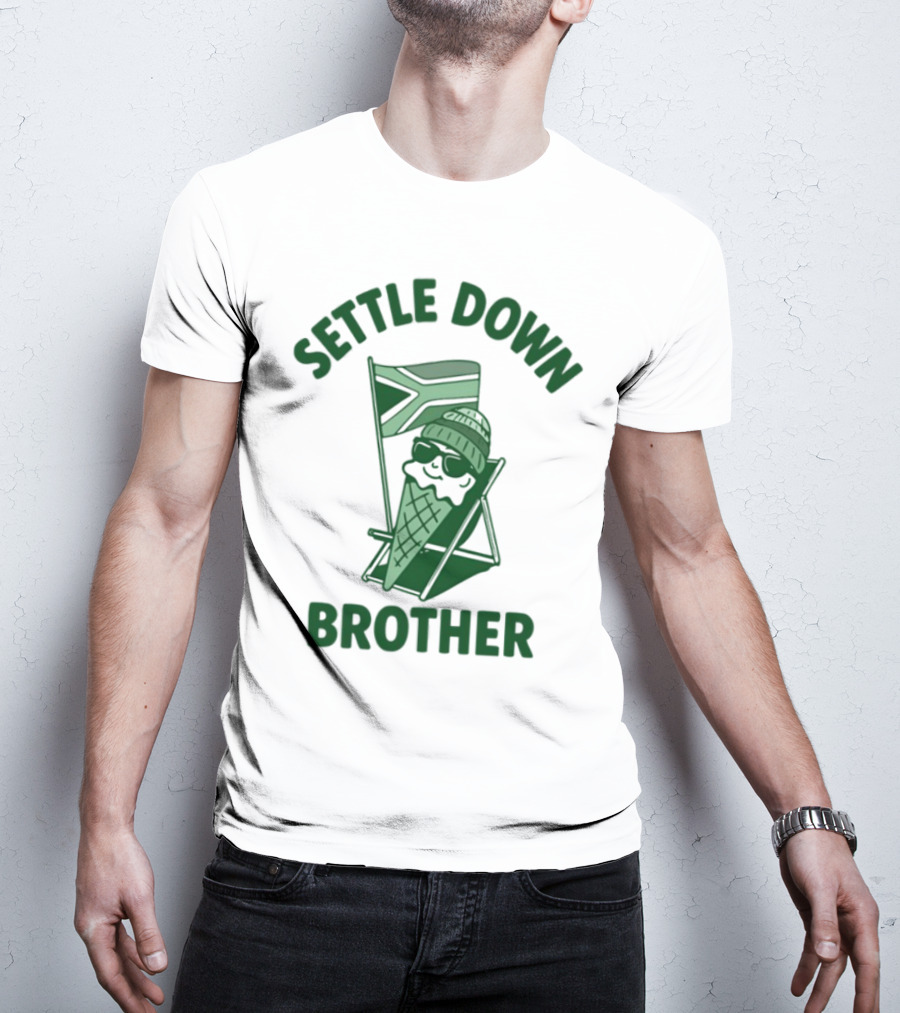 Settle Down Brother Ice Cream Cone Beach Chair Relaxation T-Shirt