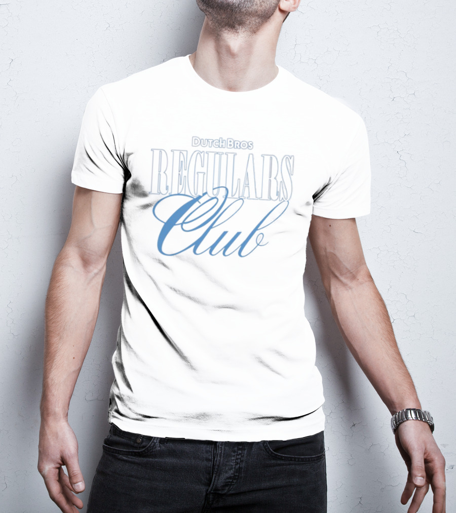 Dutch Bros Regulars Club Membership Blue Text T-Shirt