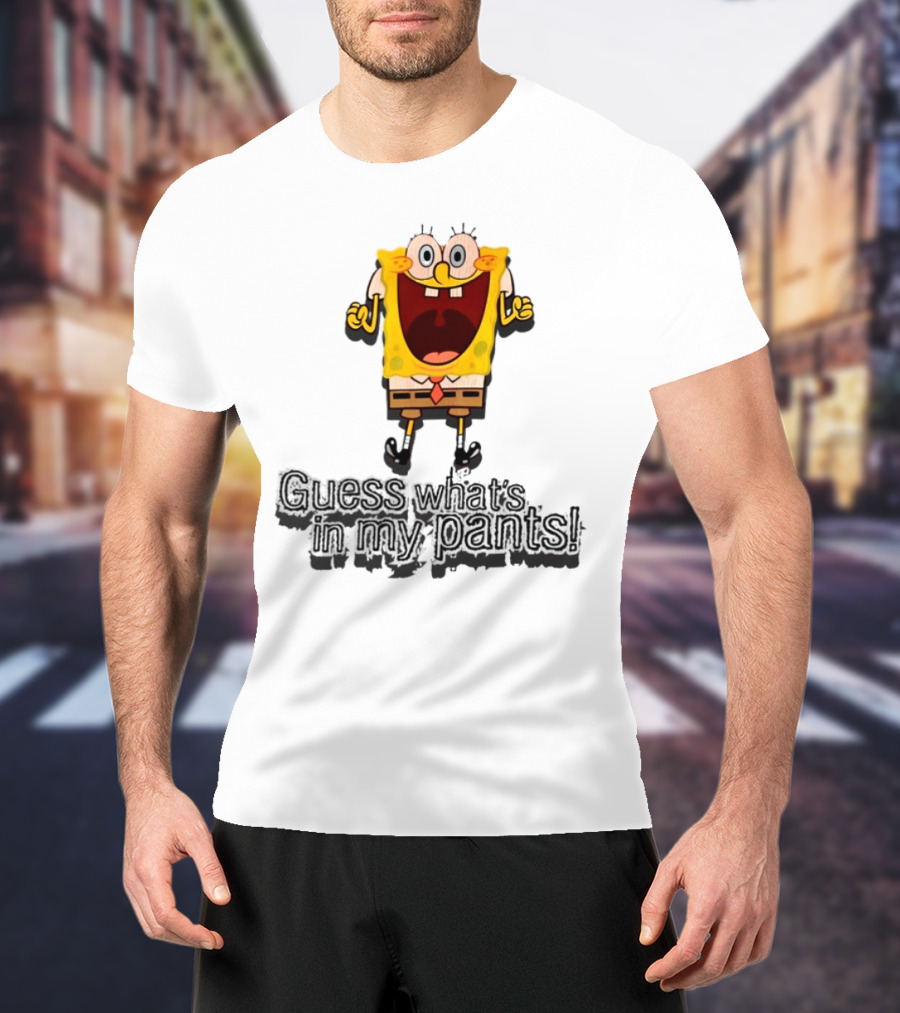 "Guess What's In My Pants Funny SpongeBob SquarePants Patrick Reference" T-Shirt