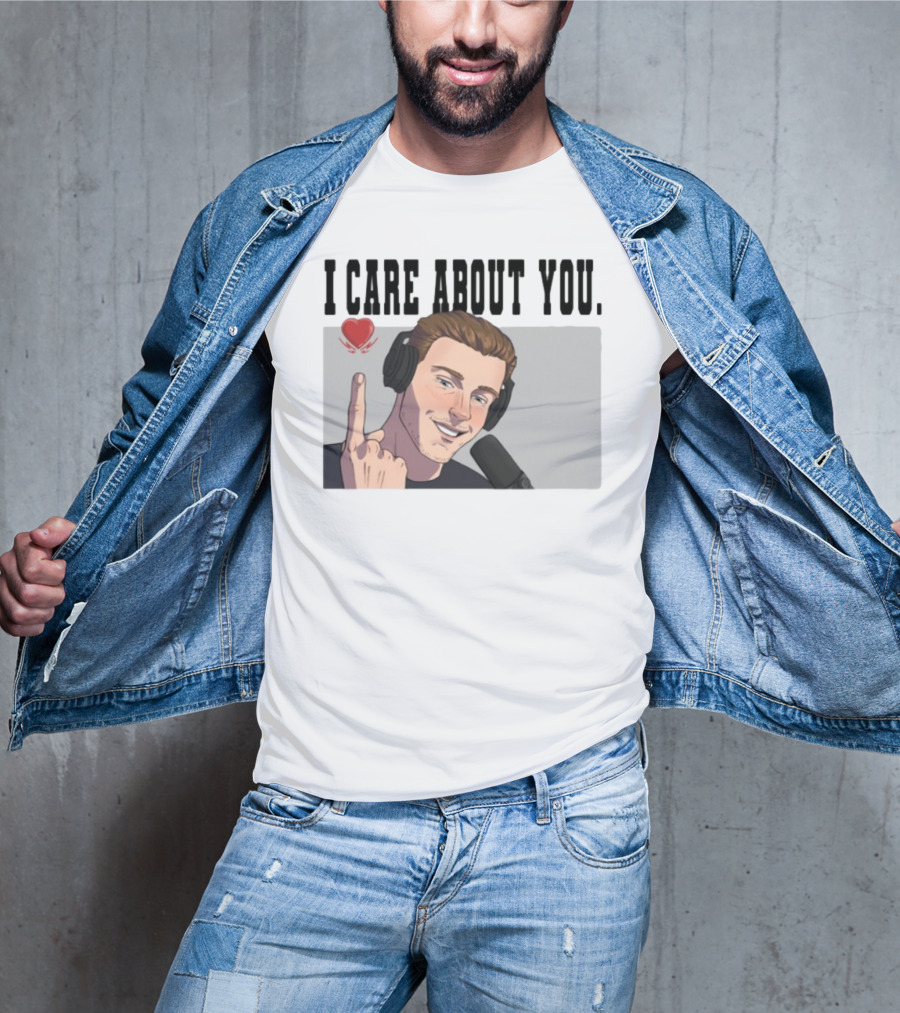 I Care About You Heart Headphones Microphone Illustration T-Shirt
