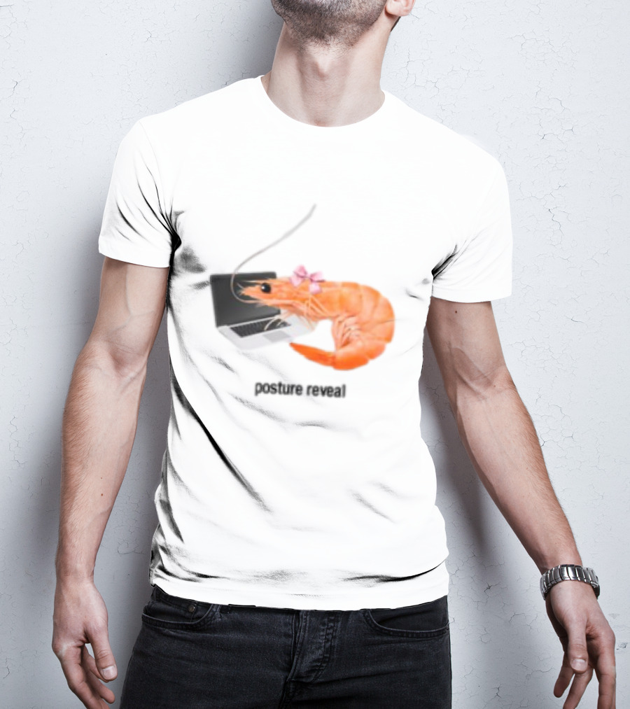 Shrimp Laptop Bow Posture Reveal T-Shirt