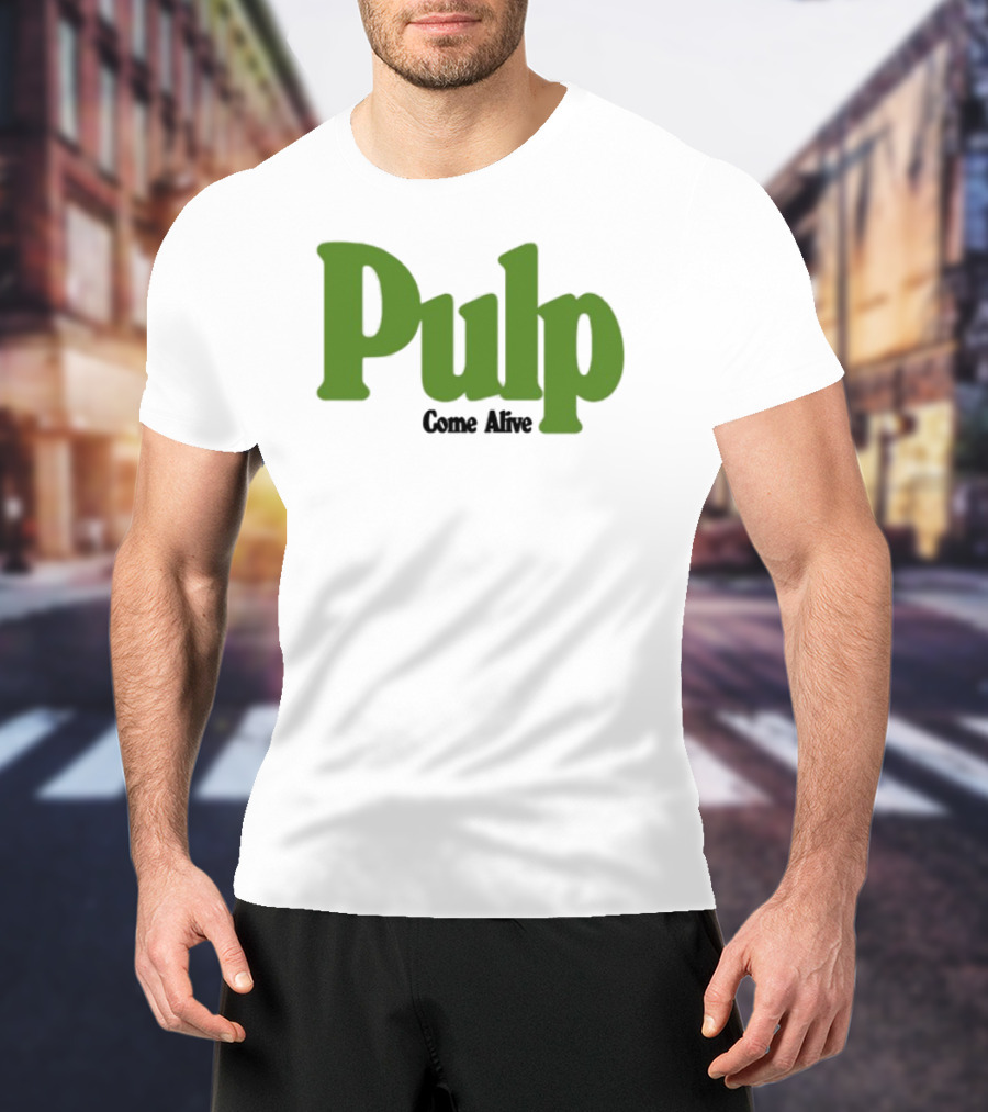 Pulp Come Alive Ecru Retro Bold Green Typography T-Shirt