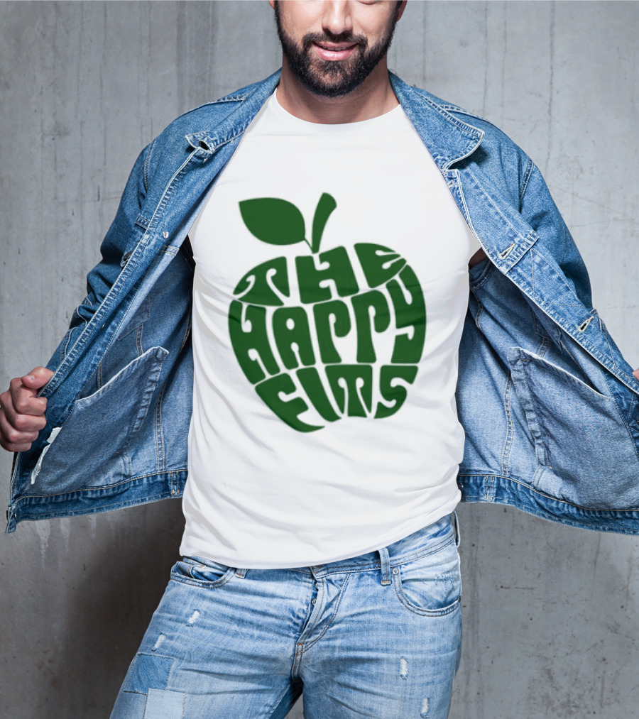 The Happy Fits Green Apple Text Art T-Shirt
