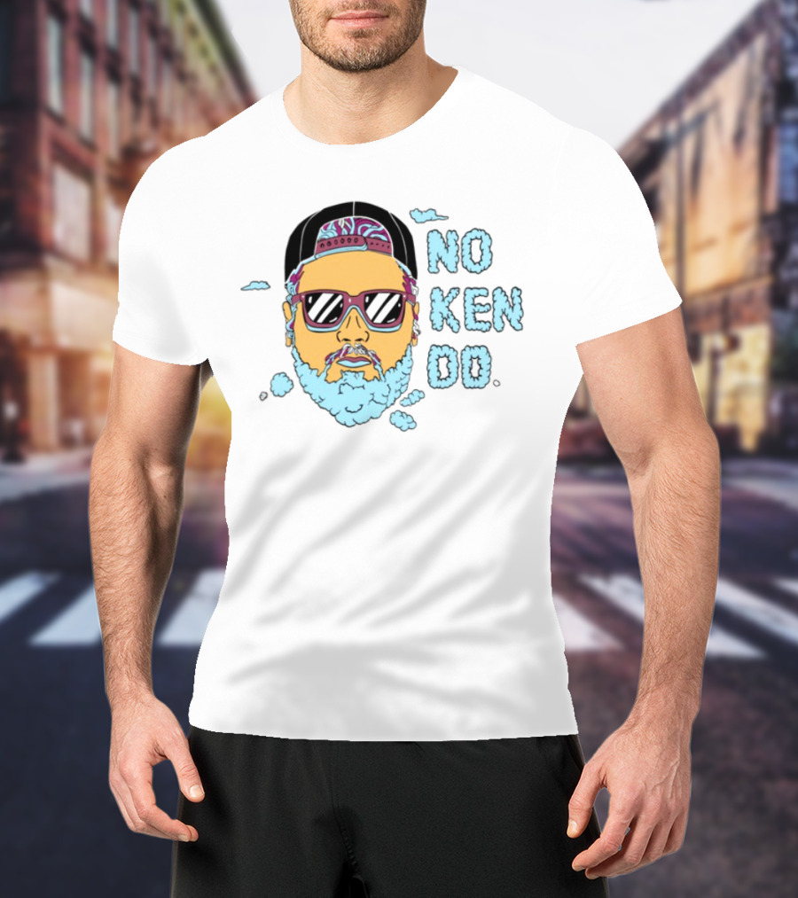 No Ken Do Trippy Ken Sunglasses Beard Cartoon T-Shirt