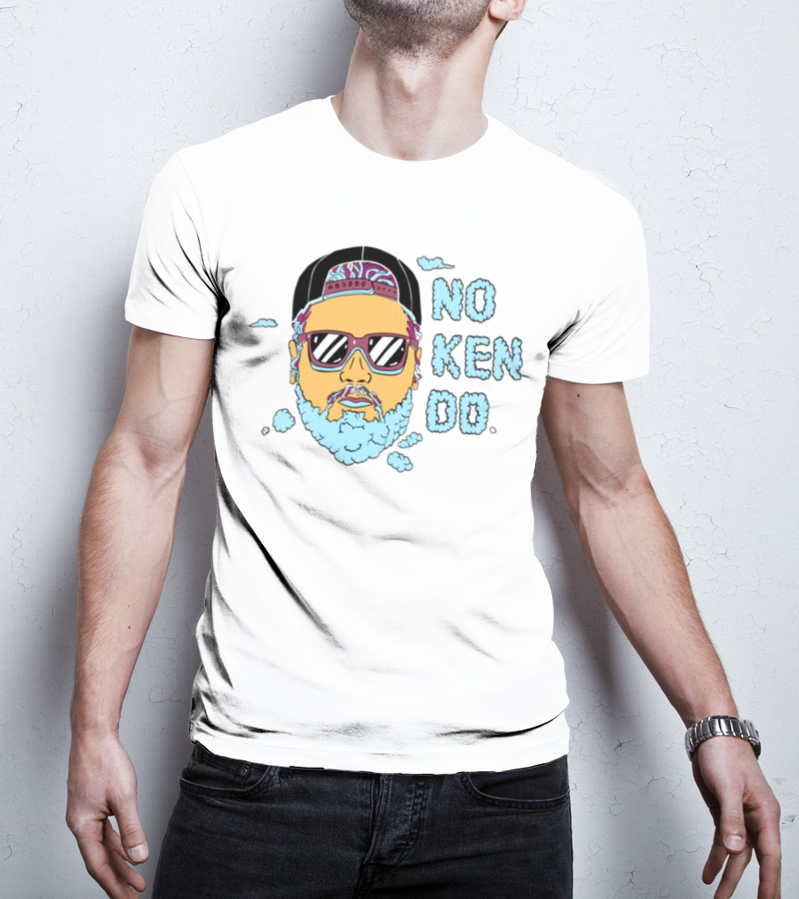 No Ken Do Trippy Ken Sunglasses Beard Cartoon T-Shirt