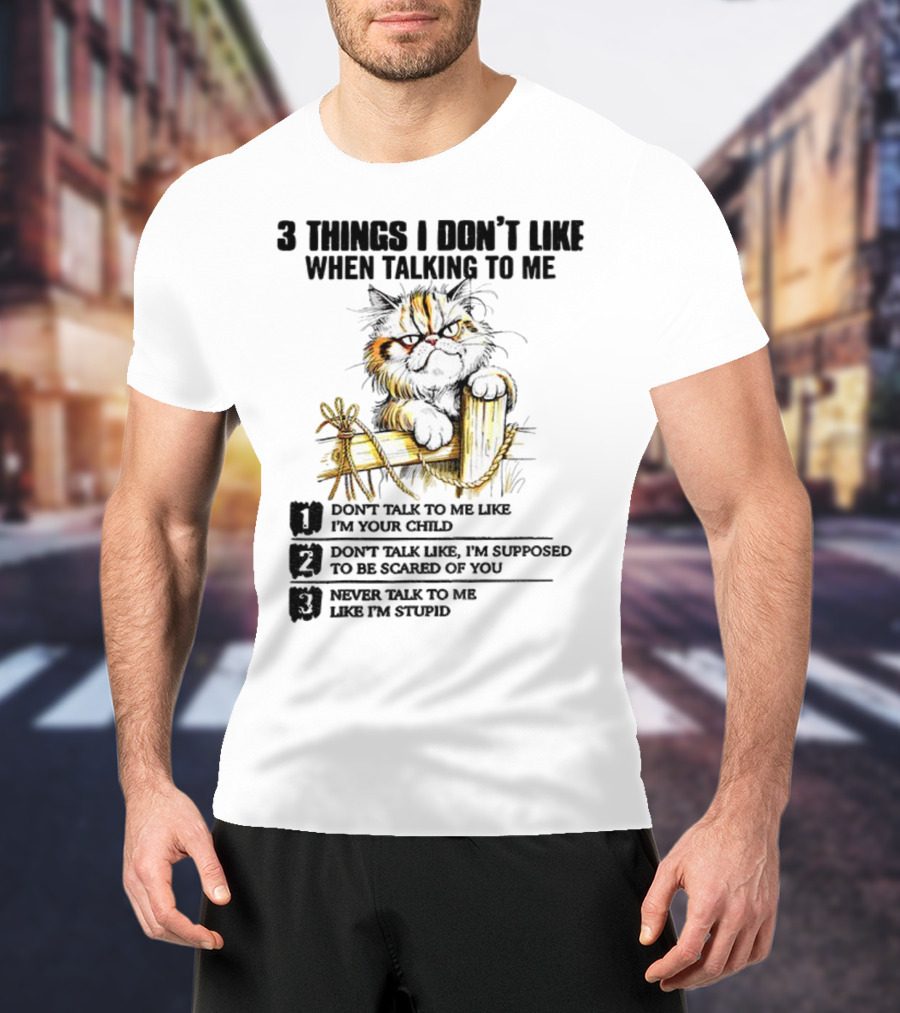 3 Things I Don’t Like Cat Grumpy Humor Don’t Talk To Me Like I’m Your Child T-Shirt