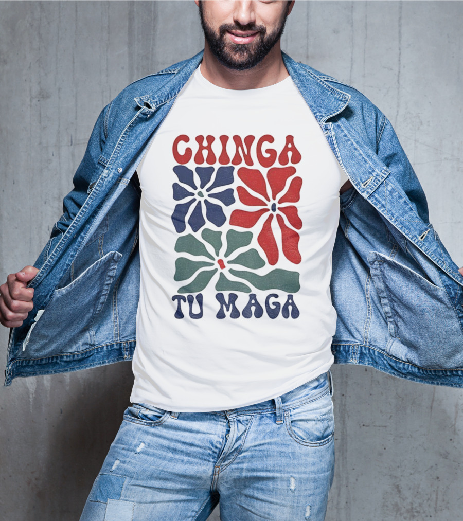 Chinga Tu Maga Colorful Floral Design T-Shirt