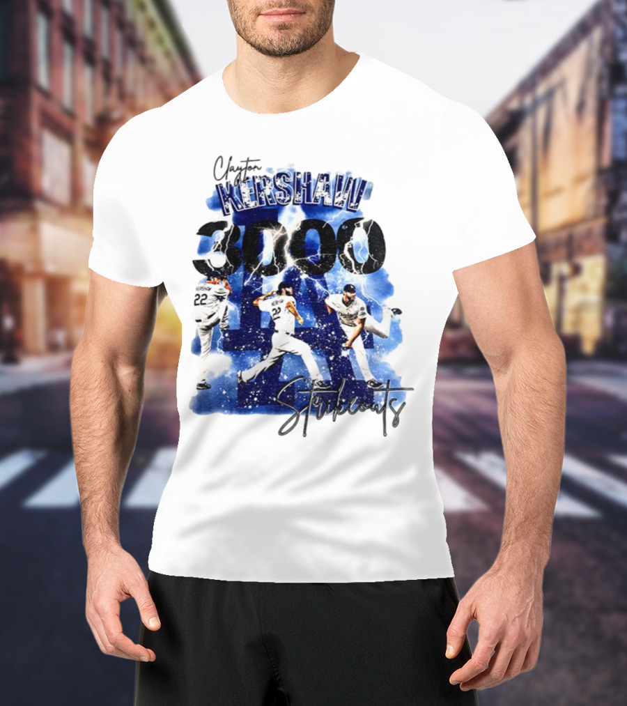 Clayton Kershaw 3000 Strikeouts Los Angeles Dodgers MLB Vintage T-Shirt