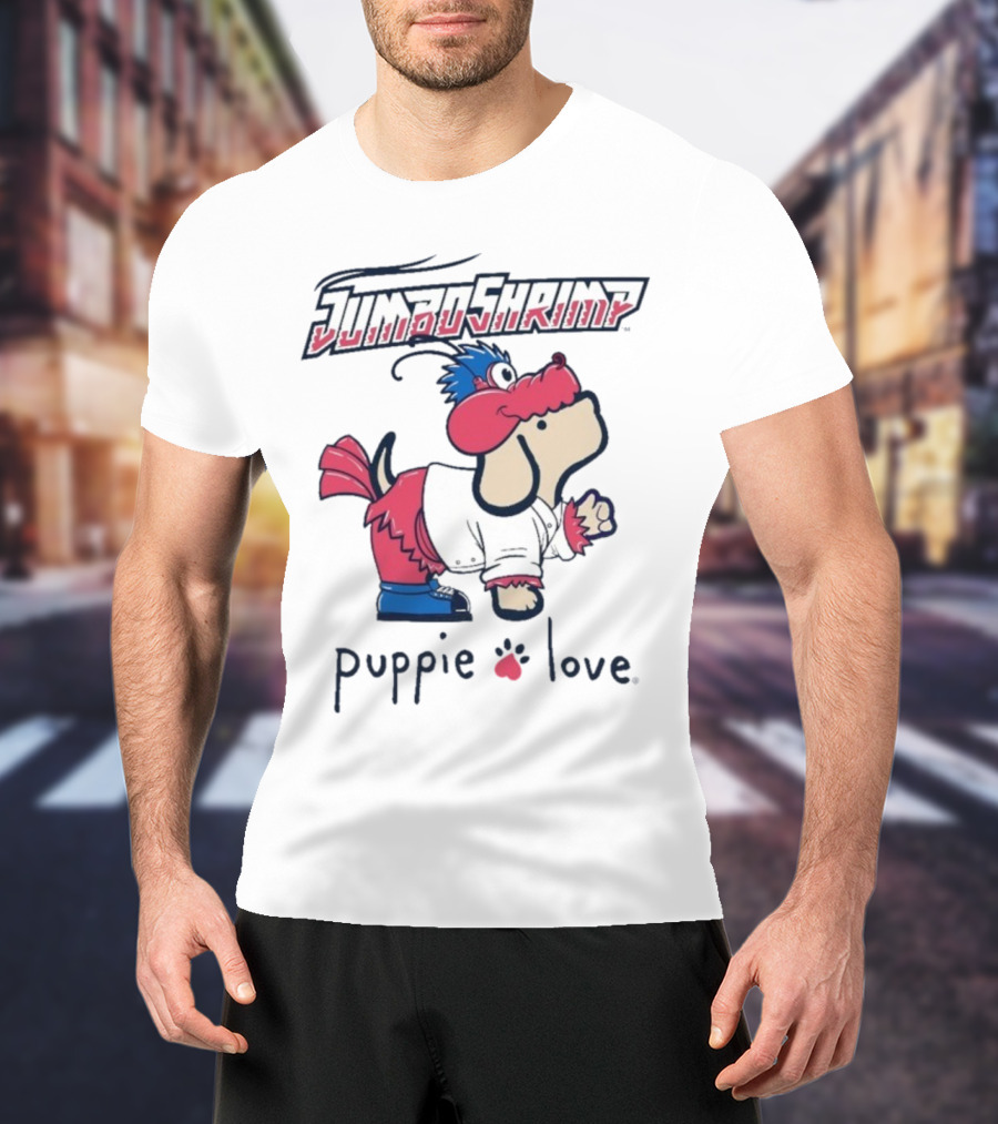 Jacksonville Jumbo Shrimp Puppie Love Baseball Mascot T-Shirt