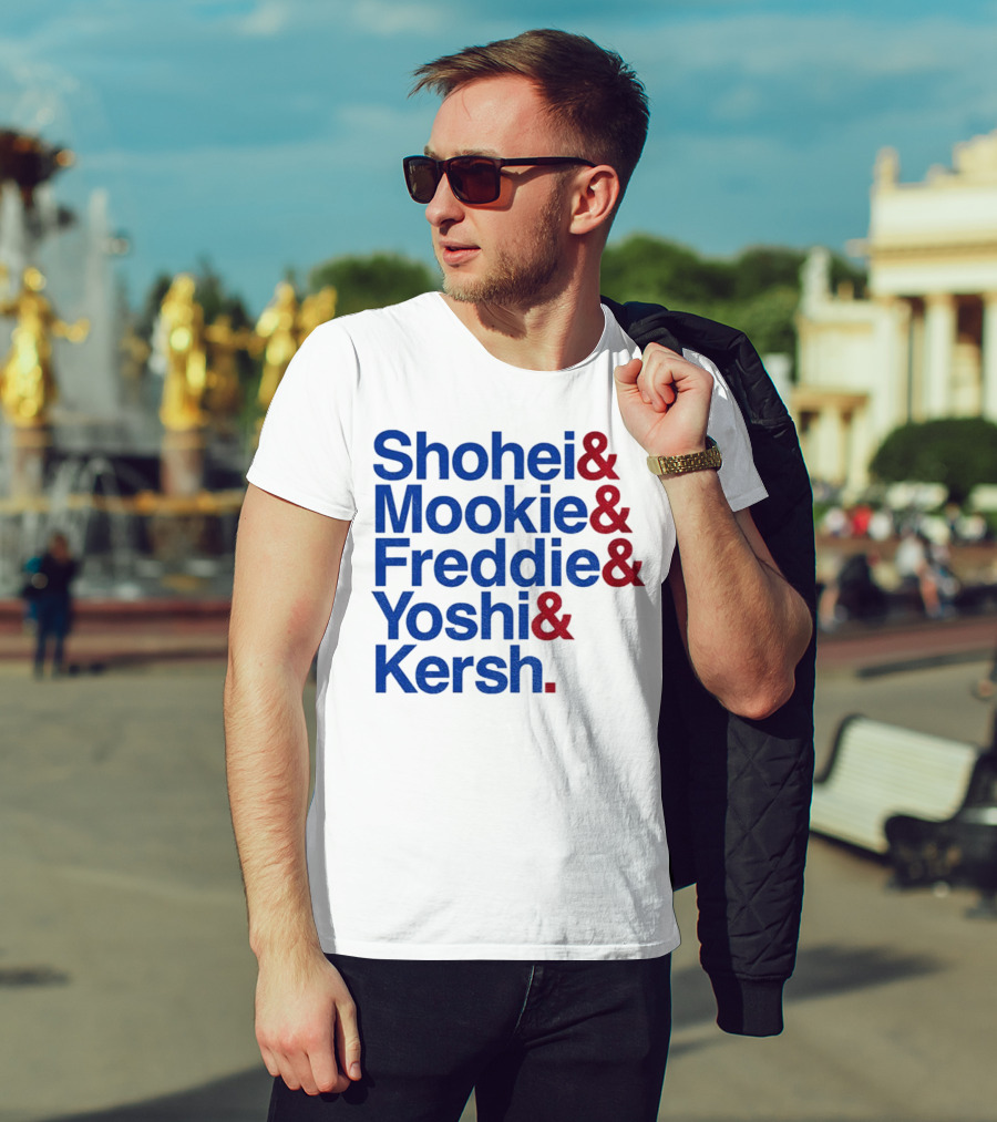 Shohei Mookie Freddie Yoshi Kersh Los Angeles Dodgers Baseball Ampersand Stars 2025 T-Shirt