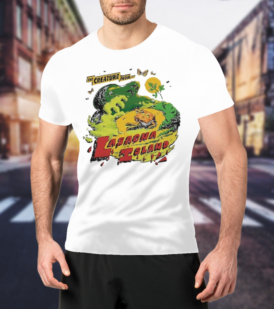 The Creature From Lasagna Island Vintage Horror Design October 2025 T-Shirt