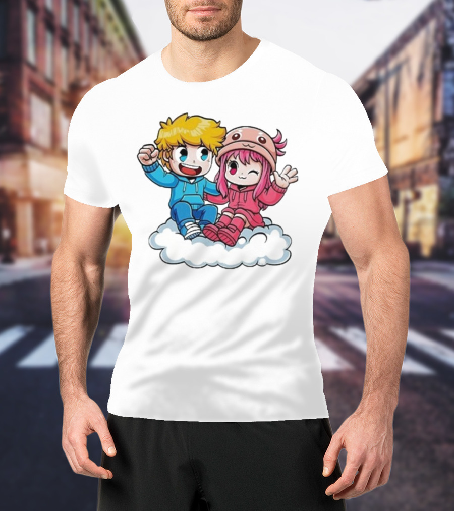 Ukri Et Lea Bio Cute Cartoon Characters On Cloud T-Shirt
