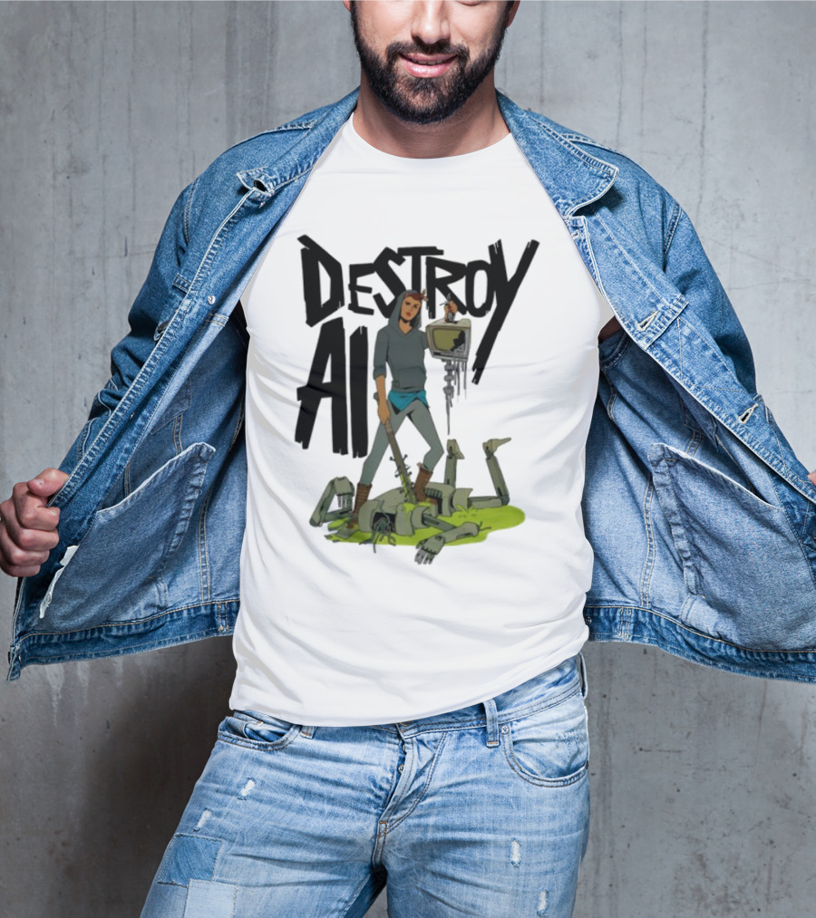 "Aftermath Destroy AI Futuristic Battle Scene" T-Shirt