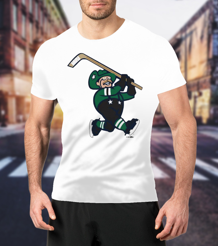 Frisco RoughRiders Dallas Stars Night Mascot Skating Youth Hockey T-Shirt