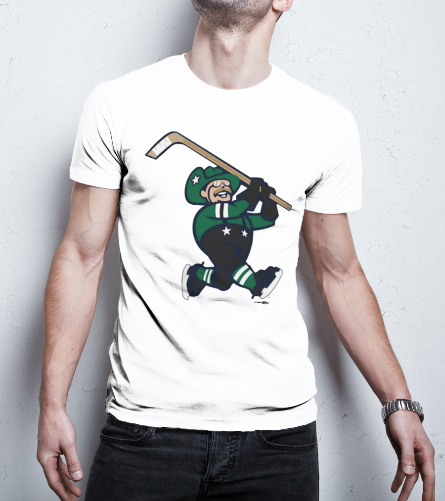 Frisco RoughRiders Dallas Stars Night Mascot Skating Youth Hockey T-Shirt