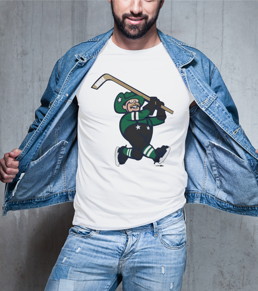 Frisco RoughRiders Dallas Stars Night Mascot Skating Youth Hockey T-Shirt