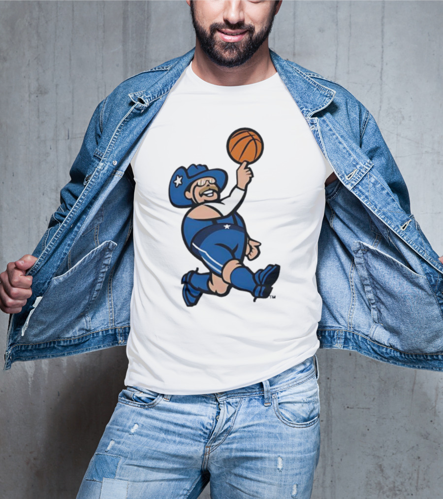 Frisco RoughRiders Dallas Mavericks Crossover Mascot Basketball Cowboy T-Shirt