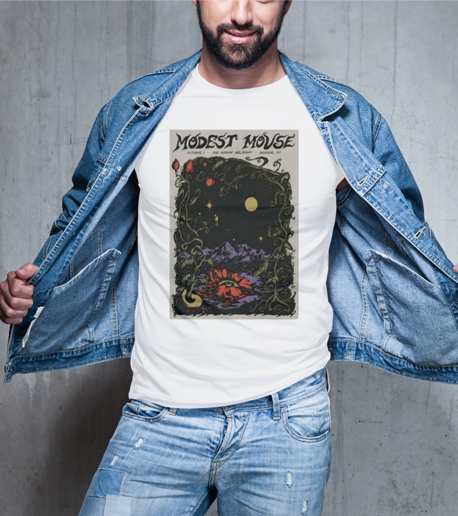 Modest Mouse October 1 The Mission Ballroom Denver CO Moonlit Floral Mountain T-Shirt