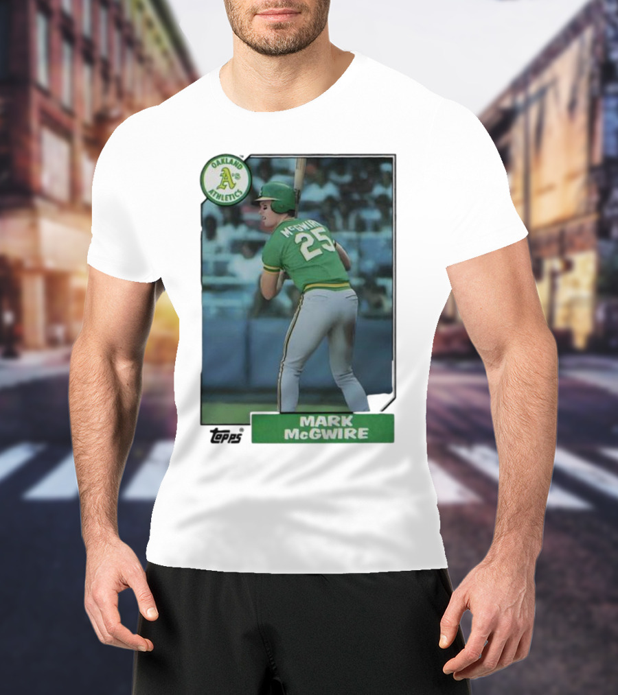 Oakland Athletics Mark McGwire 25 Topps Baseball Player MLB T-Shirt