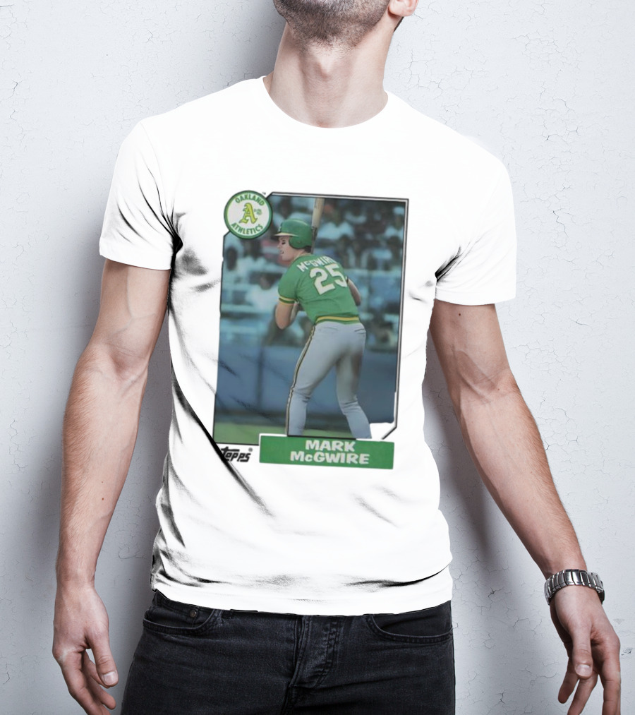 Oakland Athletics Mark McGwire 25 Topps Baseball Player MLB T-Shirt
