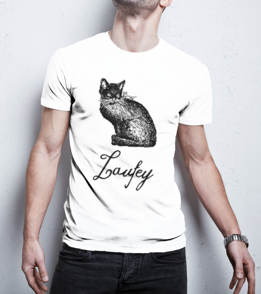 Laufey Black Cat Red Bow Silhouette T-Shirt