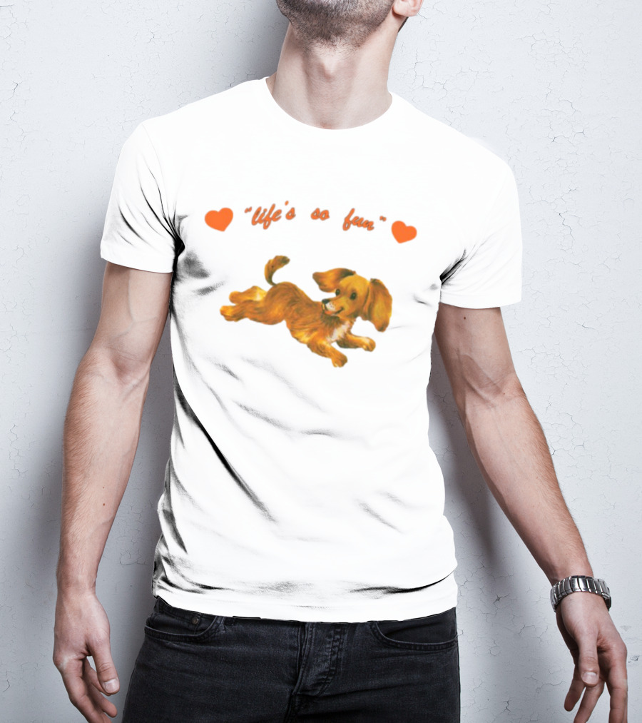 Life's So Fun Playful Dog Hearts T-Shirt