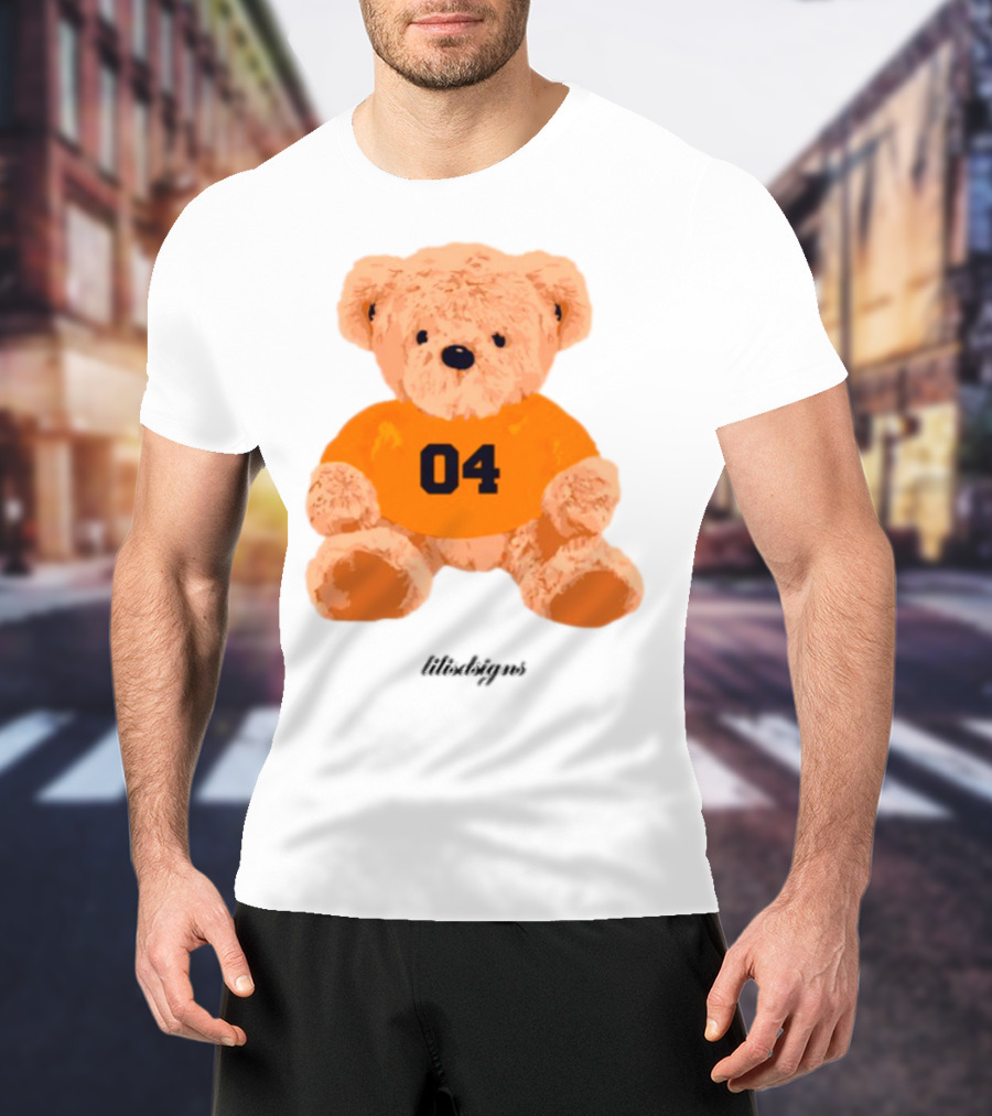 Lilisdsigns 04 Teddy Bear Plush Toy In Orange T-Shirt