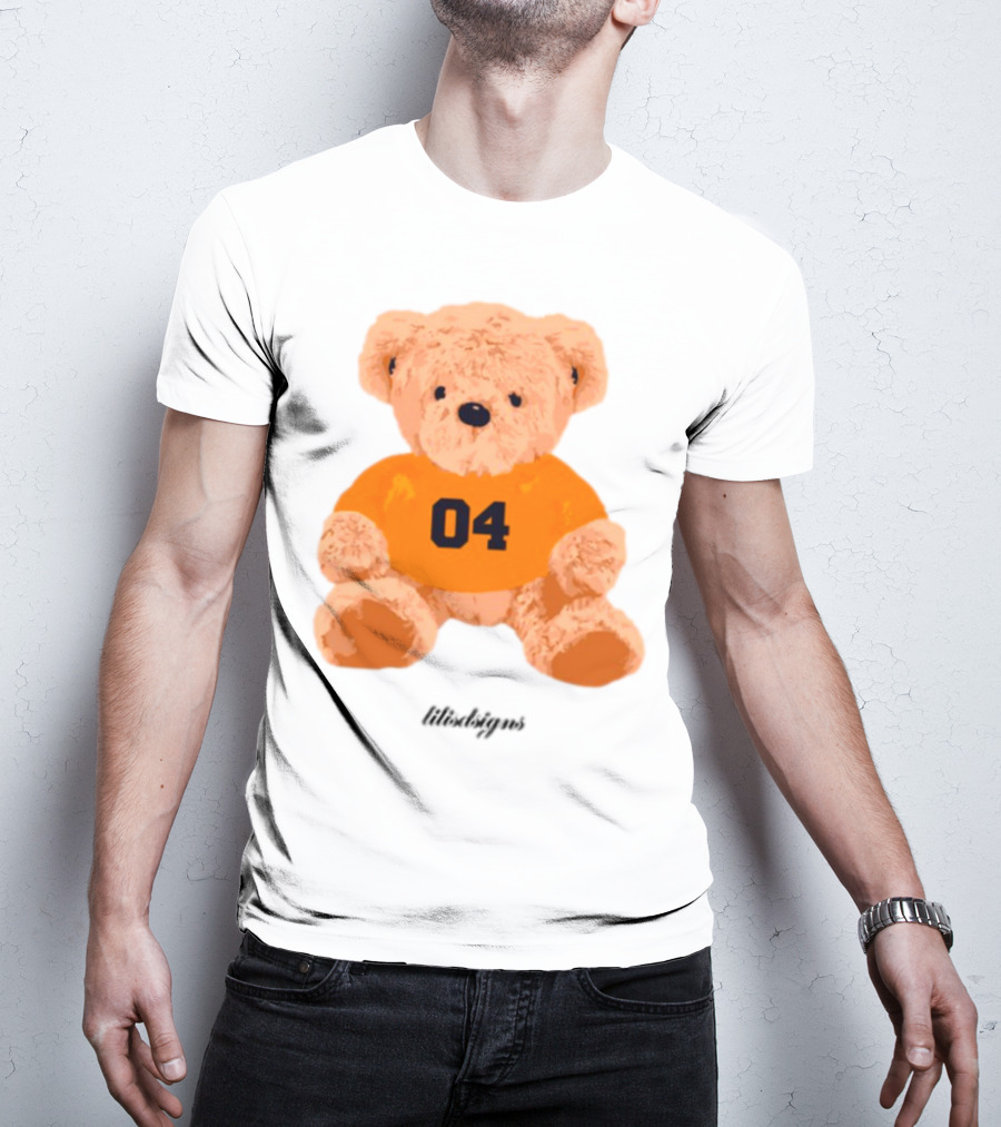 Lilisdsigns 04 Teddy Bear Plush Toy In Orange T-Shirt