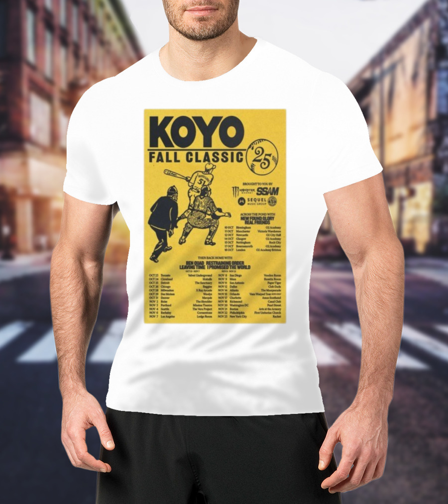 Koyo Fall Classic 2025 Tour Featuring New Found Glory Real Friends Ben Quad Restraining Order T-Shirt