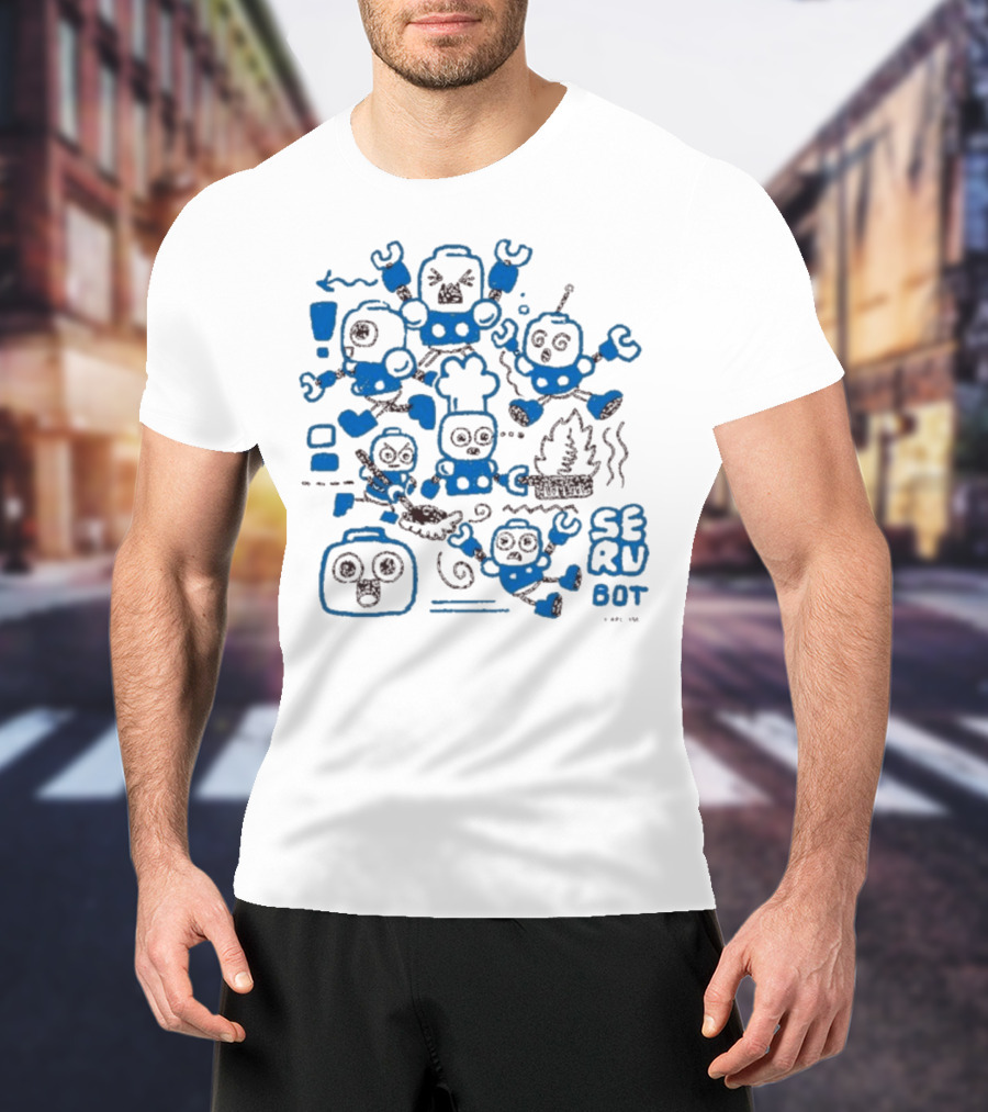 Mega Man Messy SERU Bots Blue And Brown Compilation T-Shirt