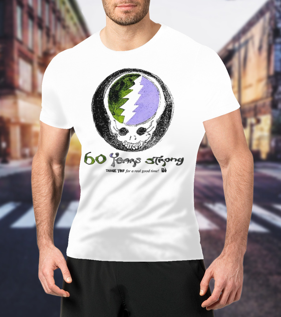 60 Years Strong Thank You For A Real Good Time Skull Halloween Sketch T-Shirt