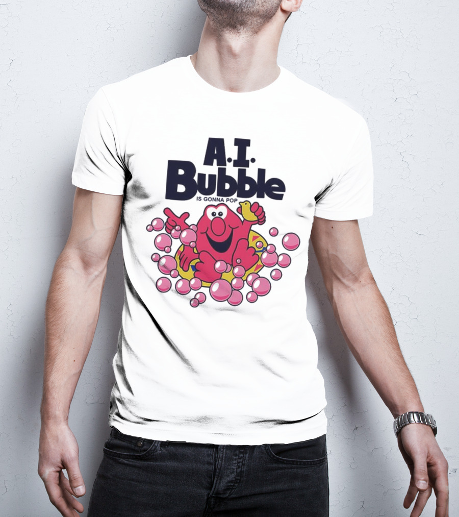 A.I. Bubble Is Gonna Pop Funny Red Character With Pink Bubbles T-Shirt