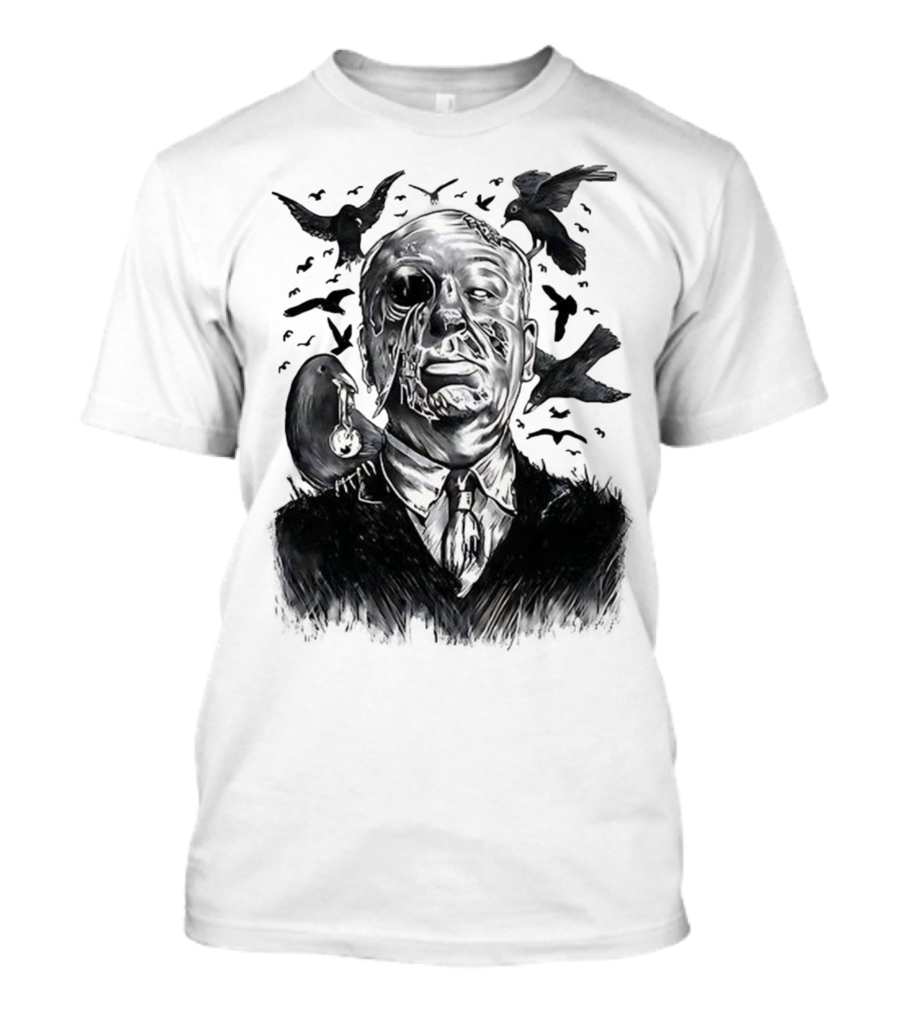 Alfred Hitchcock Birds Attack Horror Halloween Spooky Design T-Shirt