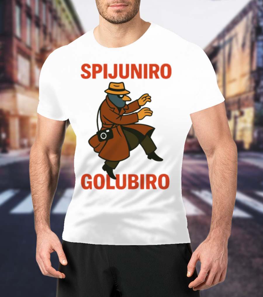 Spijuniro Golubiro Spy Pigeon In Trench Coat And Hat Retro Style T-Shirt